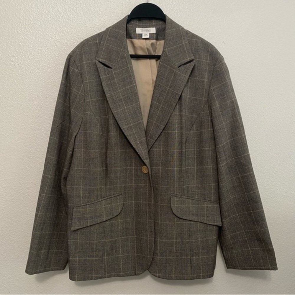 Women's Plaid Blazer 16W Dark Academia Heritage Old Money Ivy League Scholar